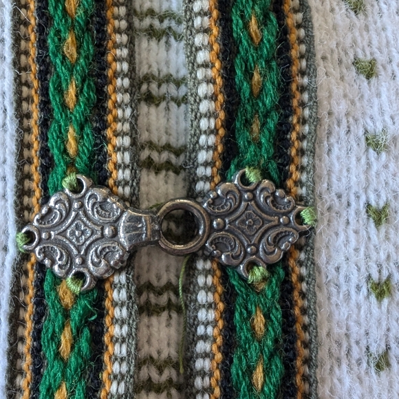 Mint vintage cardigan with pewter fasteners, 42 - Picture 5 of 8